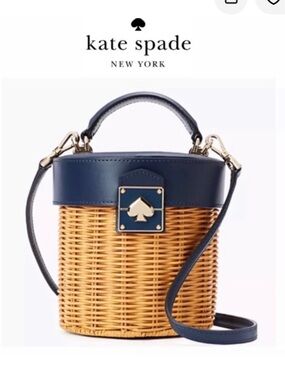 NWOT Kate Spade Medium Trunk Rumi Wicker NightCap Bag